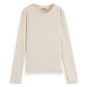 Scotch & Soda Ribbad Långärmad T-shirt Ecru 6 år