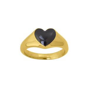 Edblad Signet Ring Heart Svart Guld (125209) M 17,5