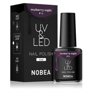 Nobea UV & LED Nail Polish Gel nagellack för / härdning Glansig Skugga Mulberry night #14 6ml female