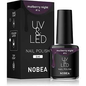 Nobea UV & LED Nail Polish Gel nagellack för / härdning Glansig Skugga Mulberry night #14 6ml female