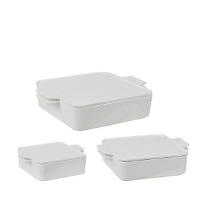 Modern House Daily Use Ugnsform med lock 3 delar Vit