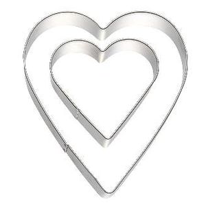 Modern House Pepperkakeform 2 stk Hjerte Sølv