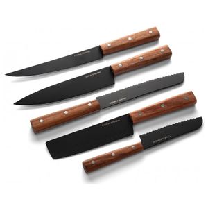 Orrefors Jernverk Askträ Knivset 5 Knivar