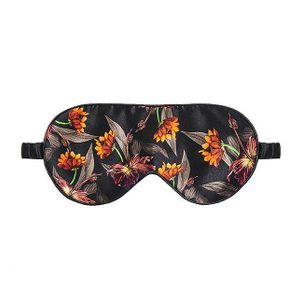 Fan Palm Sleeping Eye Mask 100% Mulberry Silk Black Hibiscus