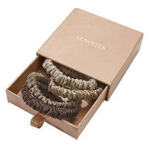 Mulberry Silk Skinny Scrunchies Beige, light brown, brown, coffee 4 st