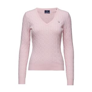 Gant Stretch Cotton Cable V-neck Sweater (Dam)